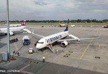 Ryanair скасував рейси 7 напрямків з України до березня