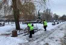 В Камʼянському 15 грудня прибирають сніг на проспекті Свободи