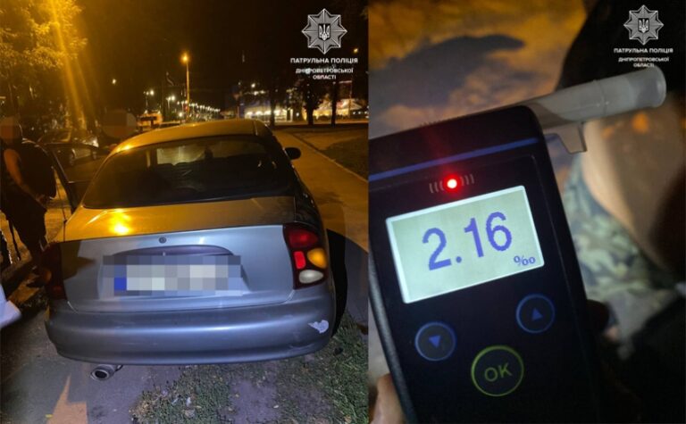 На вулиці Панікахи у Дніпрі виявили пʼяного водія-порушника
