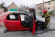 У Синельниковому посеред дороги зайнявся автомобіль