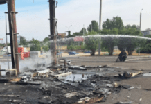 У Нікополі ліквідували пожежу на АЗС, яка виникла внаслідок ворожої атаки