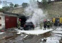 У Запоріжжі зайнявся гараж з автівкою усередині