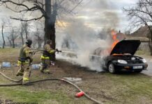 У Нікополі ліквідовано загорівся легковик Daewoo Leganza