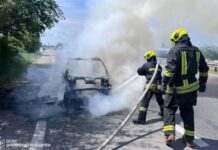 У Дніпровському районі вогнеборці загасили палаючий автомобіль