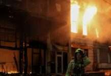 КМВА: через атаку РФ у Соломʼянському районі Києва сталося займання