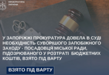 Посадовця Запорізької міськради підозрюваного у розтраті бюджетних коштів взяли під варту