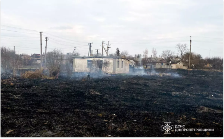 Кам’янський район: із сухої рослинності вогонь розповсюдився на господарську споруду
