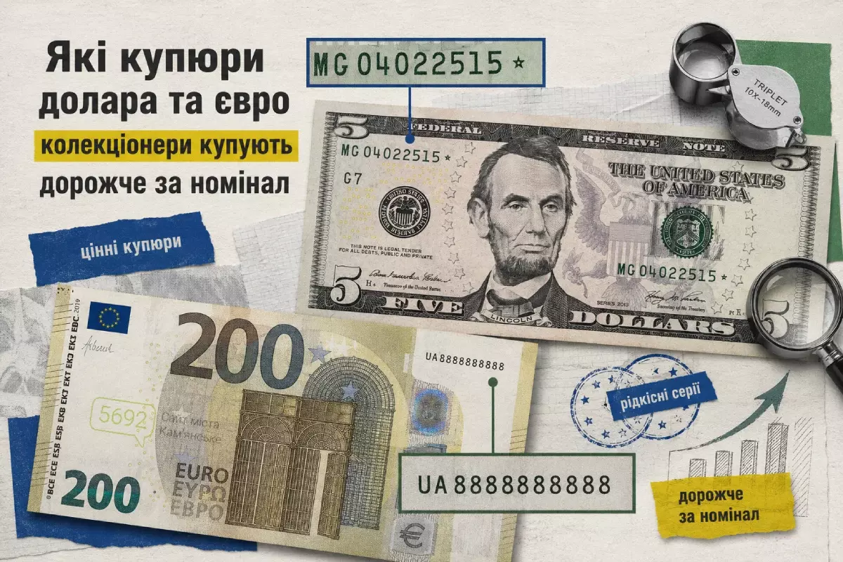 Які купюри долара та євро колекціонери купують дорожче за номінал